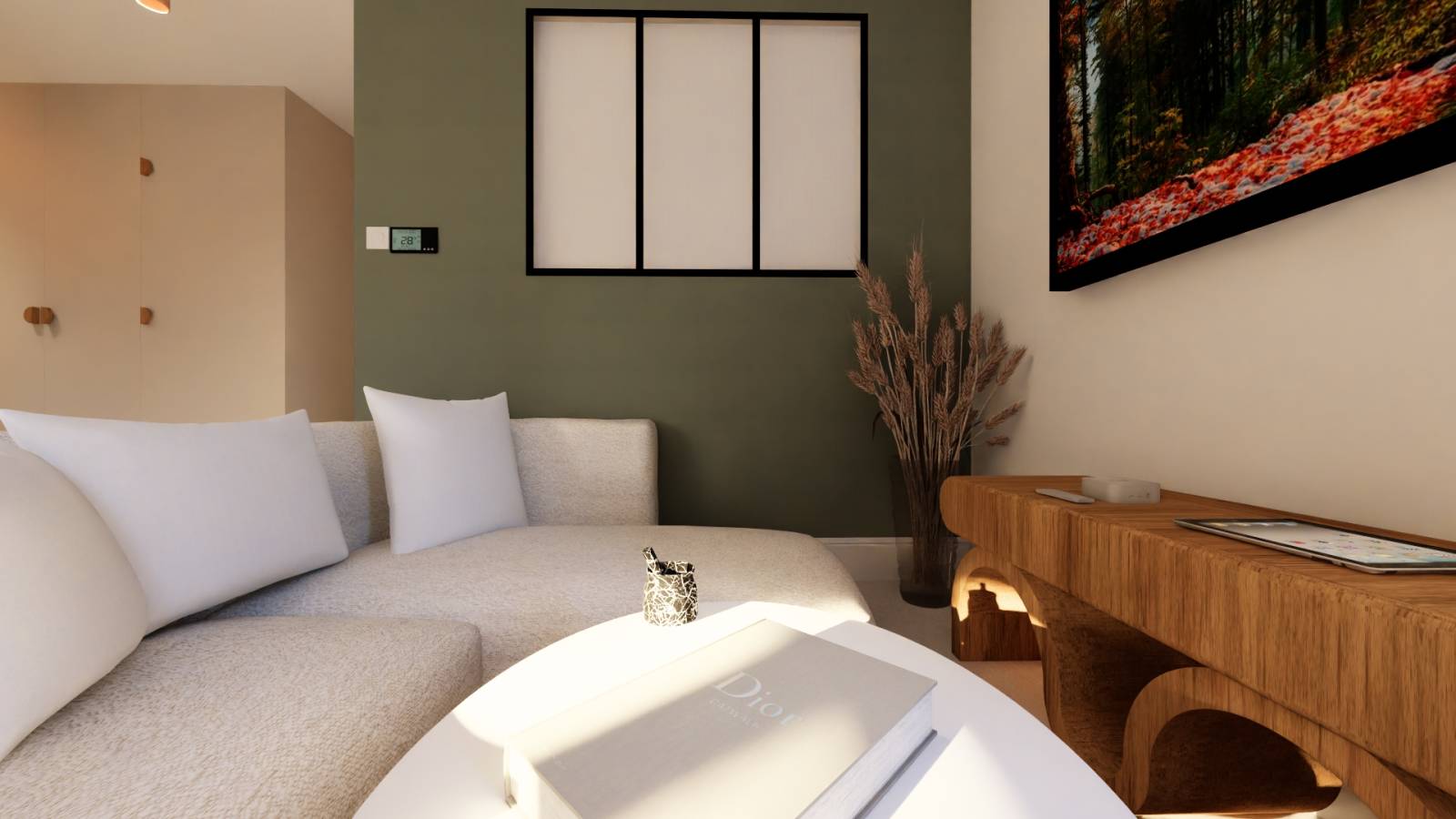 Conception espace séjour dans une ambiance minimaliste 