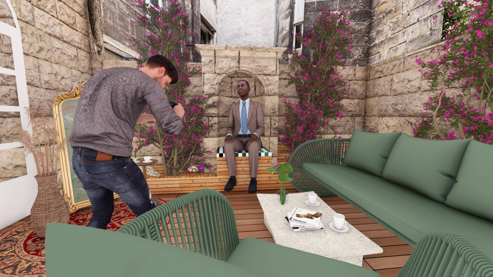 Aménagement paysager d’une boutique de costumes pour homme à Bordeaux Centre – Création d’un espace événementiel et scénographique Cours Saint-Gourges